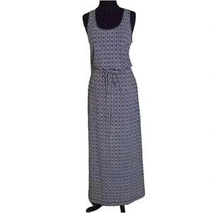 Banana Republic Women's Black & White Poly/Spandex Geometric Print Dress